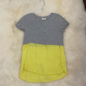 Grey and neon yellow blouse